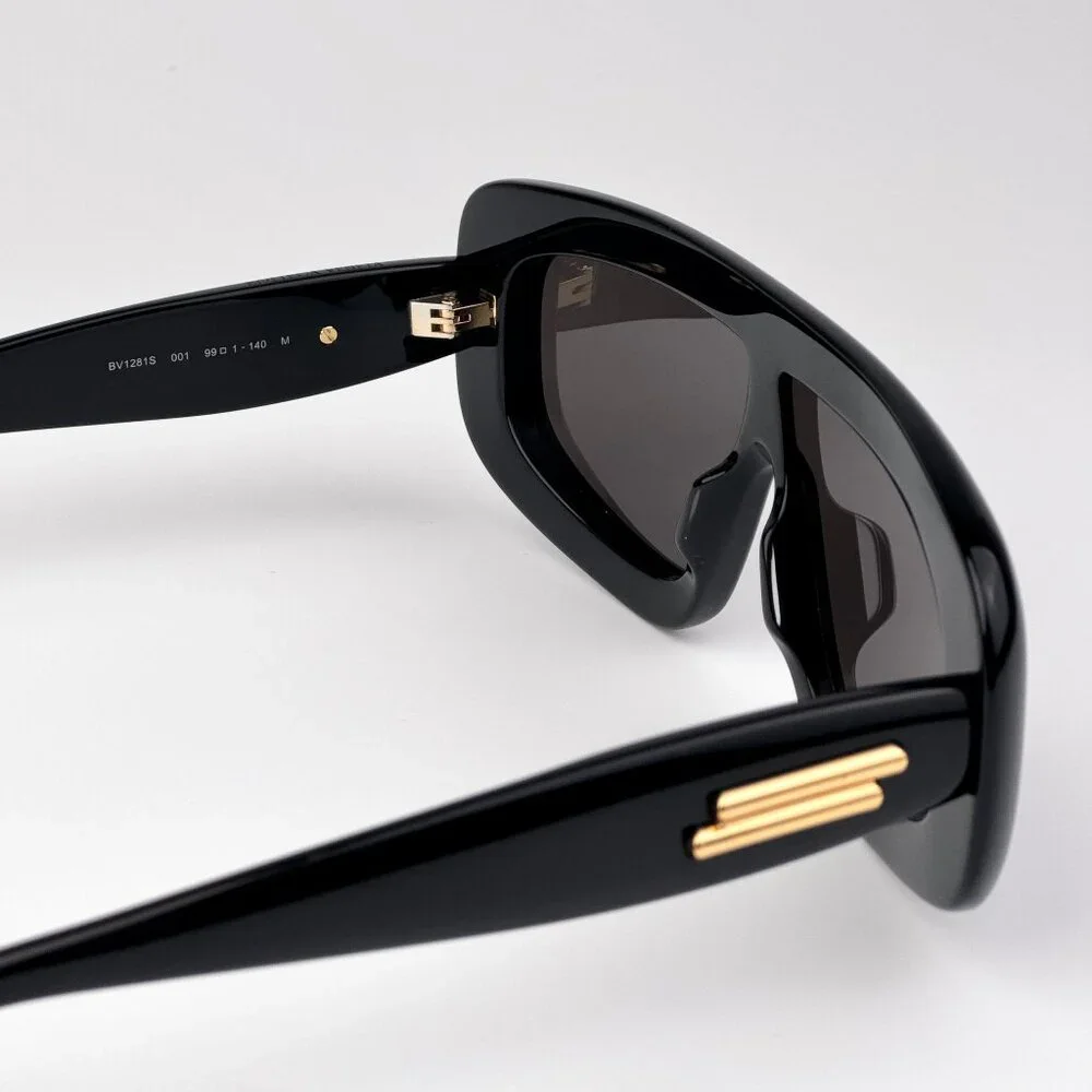 Bottega Veneta Shield Sunglasses – Black Frame / Grey Lens (BV1281S 001)